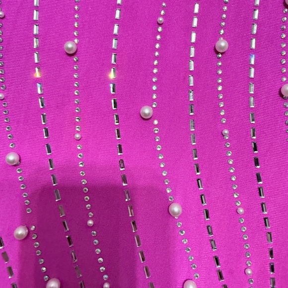 Fashion Nova Vibrant Pink Pearl-Embellished Dress - Picture 7 of 8